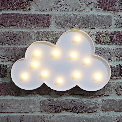 White LED Cloud Marquee Signs, Light Up Cloud Decorative Signs Hanging Hole Nursery Room Night Light for Baby Shower, Party Supply, Christmas Decor-White - Image 5