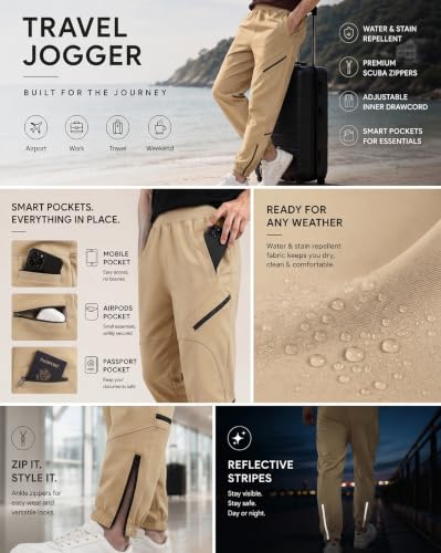 Image of NOBERO Men's Oversized Travel Joggers | Loose Fit | Baggy Relaxed Fit Joggers for Travel
