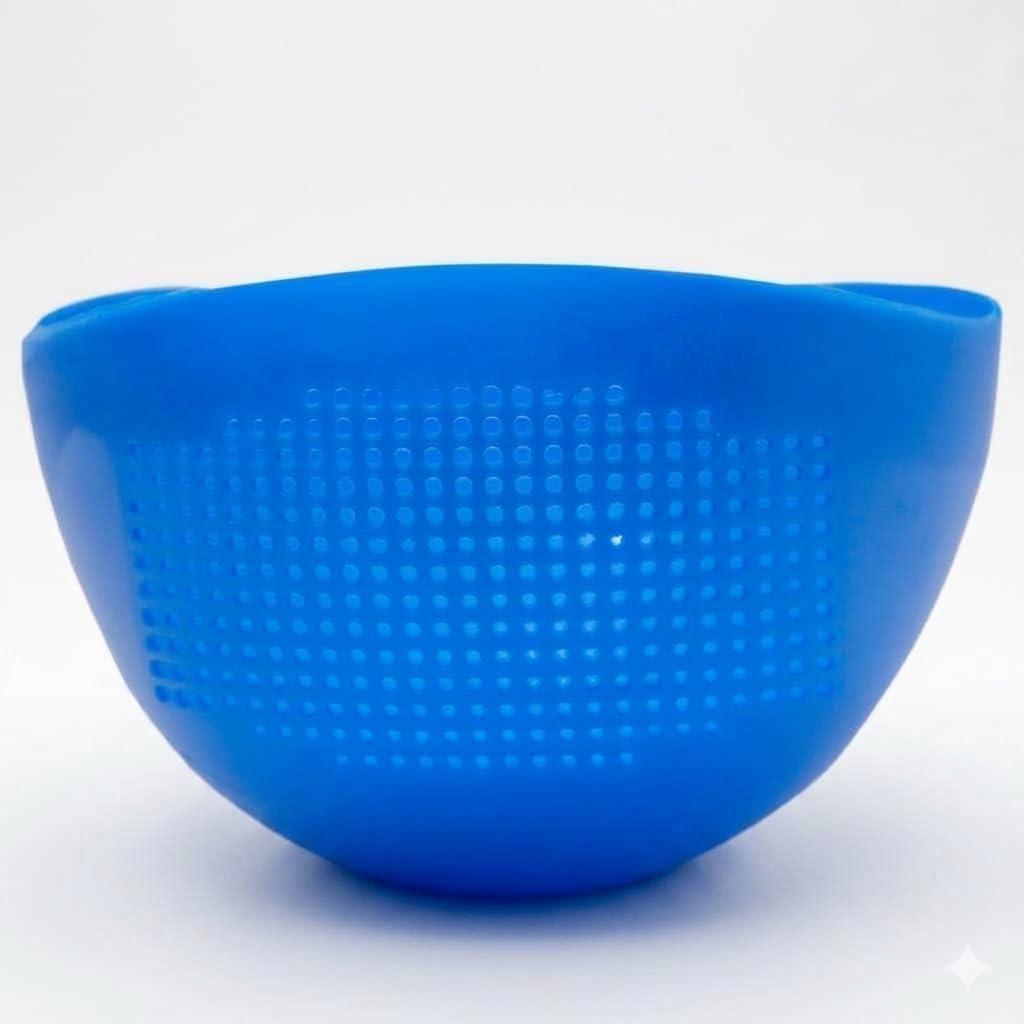 Food Strainer Colander with Handle, Fruit Basket, Pasta Strainer, Vegetable Strainer, Kitchen Sieve, Washing Bowl | Lightweight Durable Food Drainer with Side Holes | Quick Drain Design (Blue)