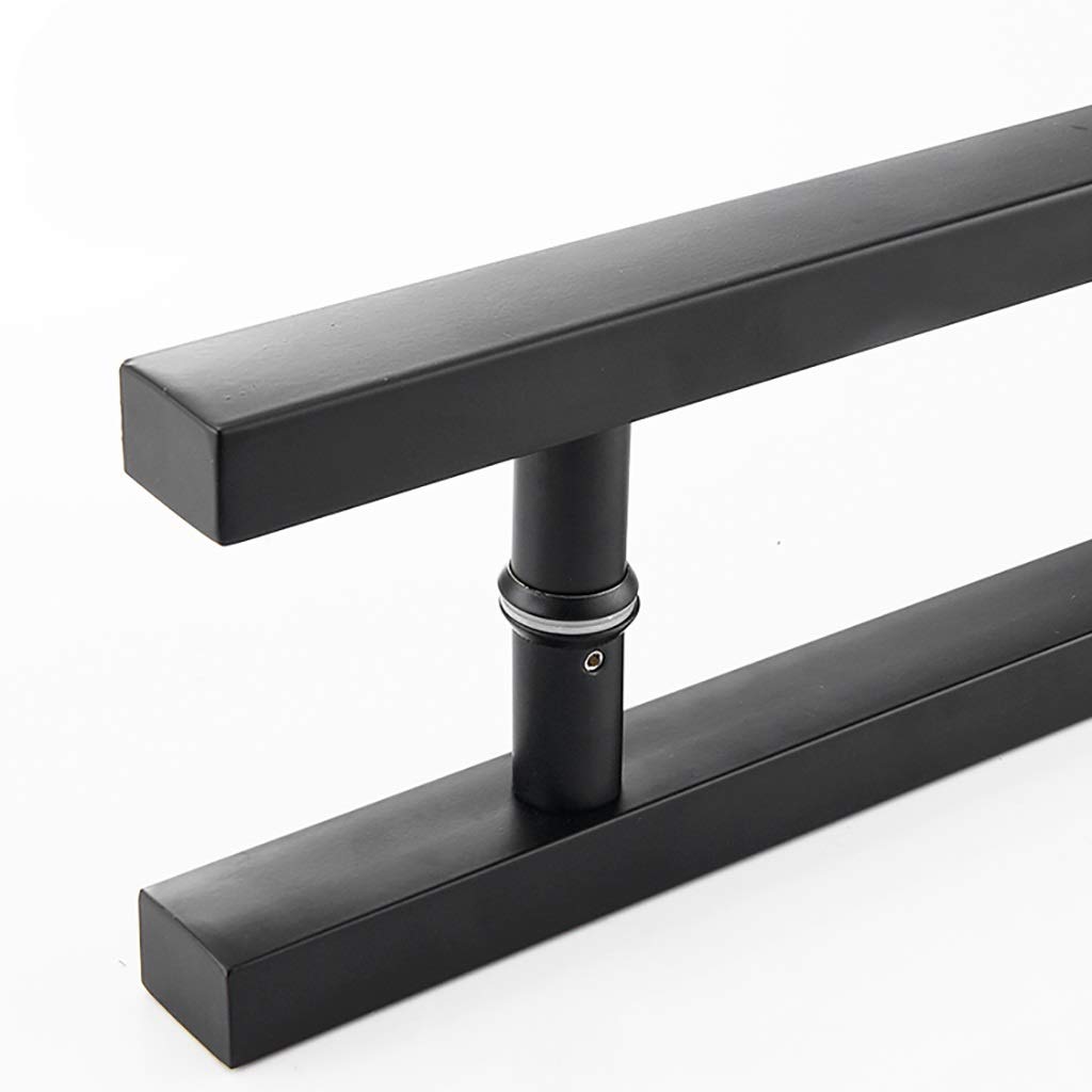 Tirador de empuje para puertas de vidrio y madera, tubo cuadrado de acero inoxidable negro mate, 9
