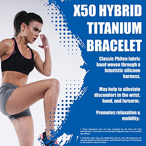 Phiten X50 Hybrid Titanium Bracelet - Sport Bracelet Permeated with X50 Aqua-Titanium Technology for Alternative Healing - Power Elastomer Zone with Micro Titanium Spheres - Black/Red,7.5 Inch,LF0001C2