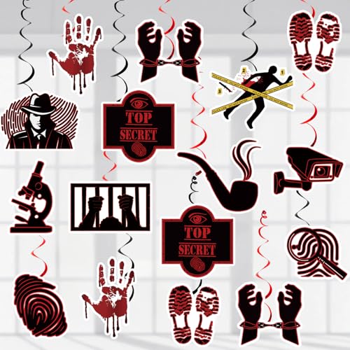 Crime Scene Decorations Murder Mystery Top Secret Hanging Swirls Detective