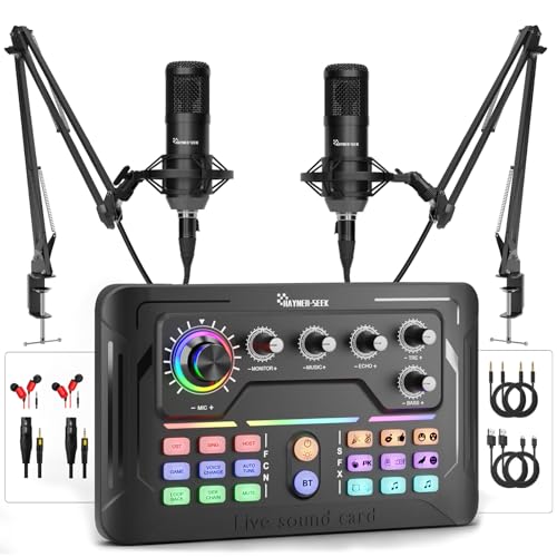 Podcast Equipment Bundle for 2, Audio Mixer with 3.5mm Podcast