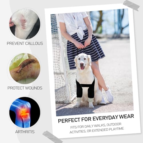 Image of Dog Elbow Protector Dog Front Leg Recovery Sleeves, Adjustable Dog Recovery Suit Dog Elbow Pads for Calluses Hygroma, Dog Leg Wounds Bandages Wrap Leg Warmer, Adjustable Dog Leg Sleeve to Stop Licking