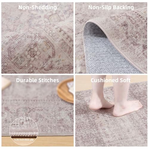 Washable Boho Bedroom Area Rugs: 3'x5' Small Entryway Rug Stain Resistant Tribal Distressed Accent Rug Non Slip Low Pile Soft Carpets for Entrance Front Door Floor Kitchen Bedside Living Room Office