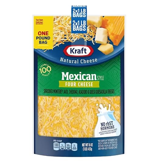 Kraft Mexican Style Four Cheese Blend Shredded Cheese, 2 pk./1 lb.