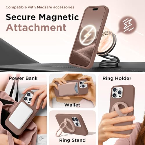 Image of GolbinBox Magnetic for iPhone 16 Pro Case, Silicone Cover, Brown