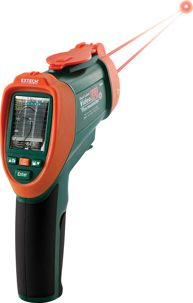 Extech Dual-Laser IR-Video-Thermometer, 1 Stück, VIR50 | IR-Temp -58 bis 3992F (bis 2200°C), 50:1, VGA-Kamera, TFT-Farbe 2,2Zoll, Doppellaser, Typ-K-Eingang