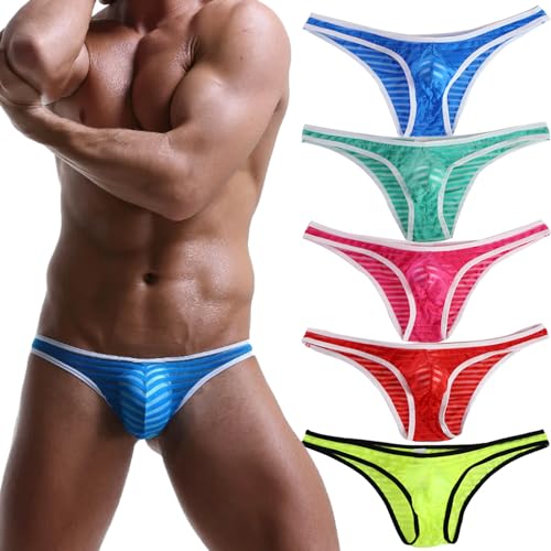 Men's Sexy Small Triangle Pants Briefs Transparent Bikini Panties