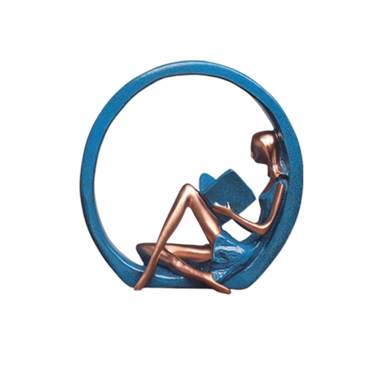 Statue de yoga en résine bleue créant une ambiance zen dans votre salon moderne