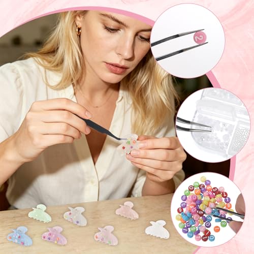 Set de 8 pinzas para el cabello DIY acrílicas con accesorios miniatura 5