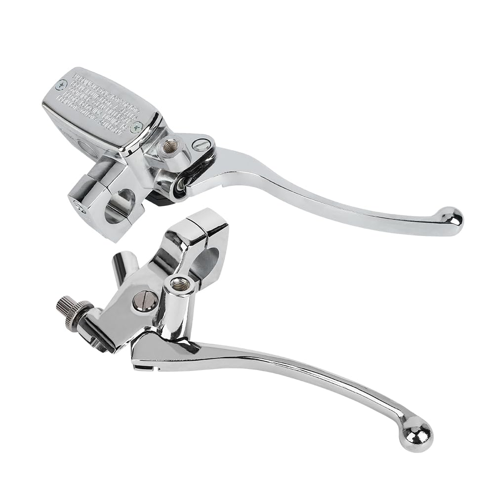Levier d'embrayage Maître cylindre Pompe frein gauche et droite pour Honda VT600 VT750 VT1100 VT1300 VTX1300 VF750 (Chrome)
