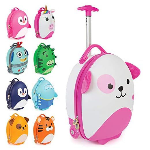 boppi Tiny Trekker Maleta Trolley Infantil Equipaje Cabina 2 Ruedas - 17 litros - Perro Rosa
