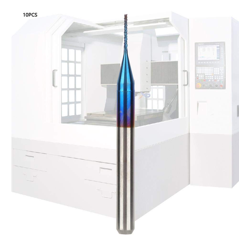10 stücke Wolframfräser Blau Beschichtet Spiralfräser Fräsmaschine Cutter Bohrer CNC Fräser Set Werkzeug(0.5mm)