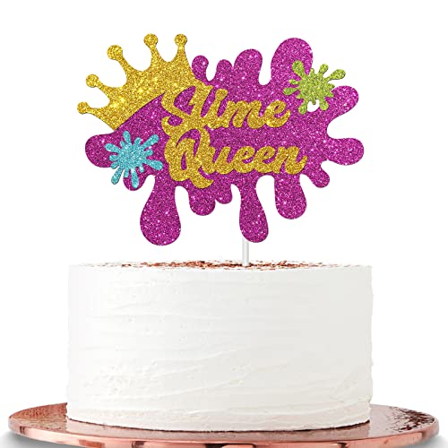 Embhhor Slime Queen Cake Topper - Happy Birthday Slime Shape Cake Topper Art Theme Party Decor Picks for Baby Shower Girls Birthday Party Decoration