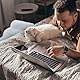 Relaxdays Haustiertreppe 3 Stufen, Hunde & Katzen, HxBxT: 33 x 36,5 x 52 cm, weiche Hundetreppe, für Bett, Couch, grau