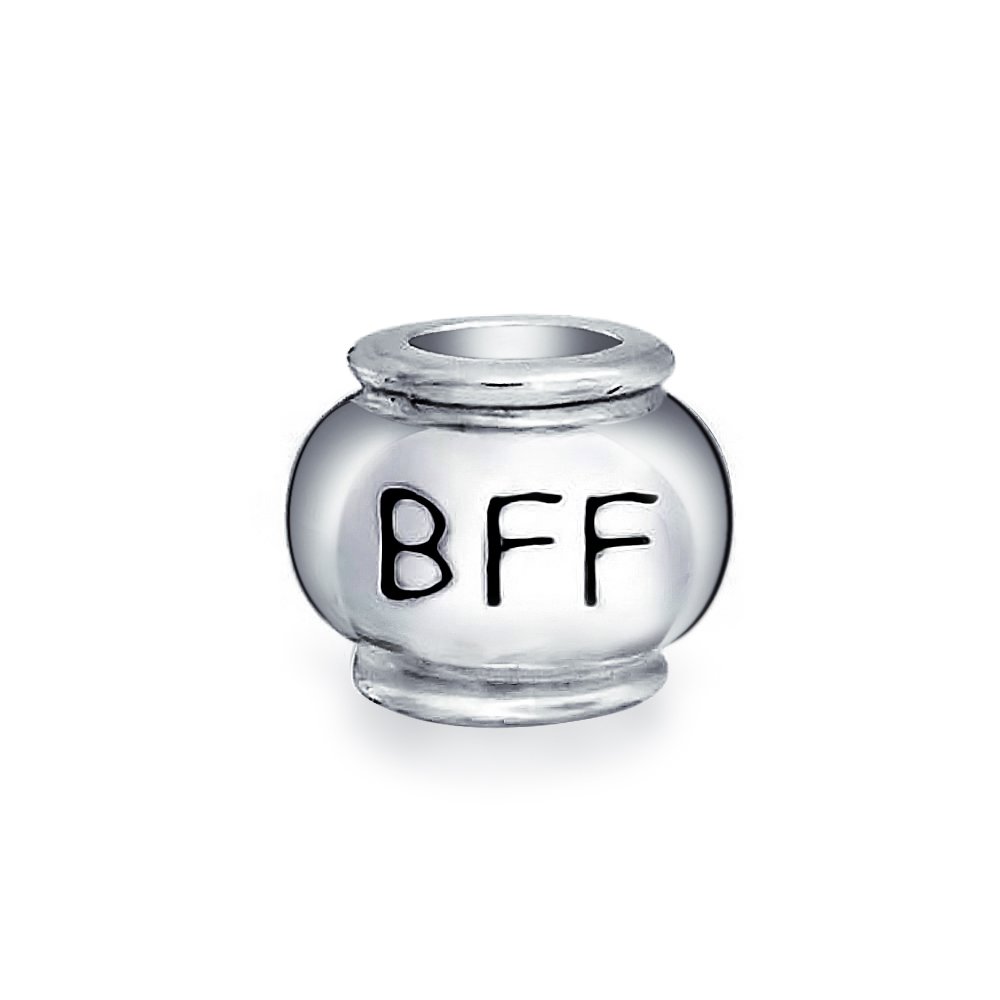 Set di Due Vincitori Primo Posto Numero Uno Parola #1 & Migliori Amici per Sempre BFF Ciondolo Perline Per Donne Per Adolescenti Argento Sterling .925 Ossidato Adatto a Bracciale Europeo