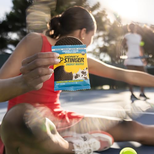 Image of Honey Stinger Organic & Gluten Free Energy Waffle Variety Pack of 18, 12 Salted Caramel and 6 Cookies & Cream Waffles, Nutritious Stroopwafel Snack for Exercise, Endurance and Performance
