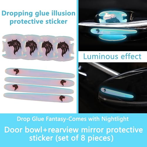 Image of 8 PCS Car Door Handle Scratch Protectors,Car Door Protector Edge Guards Universal Door Handle Protector Paint Guard (Wolf Head)