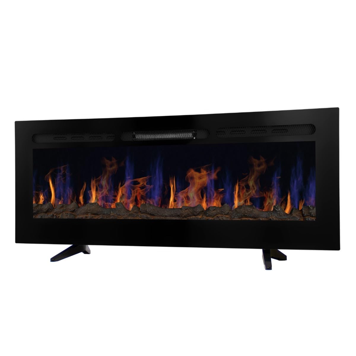 Camino Elettrico da Incasso o Indipendente, 12 Colori di Fiamma Variabili e Luminosità Regolabile con Telecomando Sassolini e Cristalli e Effetto Tronchi 950W 1850W 15-35 Gradi - 50 Pollici
