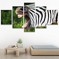 SIGNWIN 5 Panel Canvas Wall Art Animals Black and White Dramatic Group Modern Artwork for Home Decorations Ready to Hang - 60