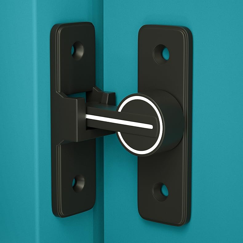 Miniatura 9 de Paquete de 2 pestillos para puerta de granero de 90 grados, color negro luminoso, cerraduras de puerta corrediza pesadas, cerradura de puerta