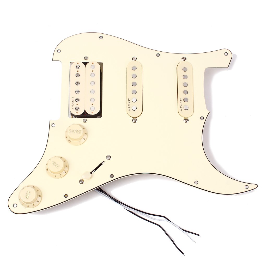 Alnicov Juego de pastillas de 3 capas SSH cargado con cable para guitarra eléctrica Strat ST Crema