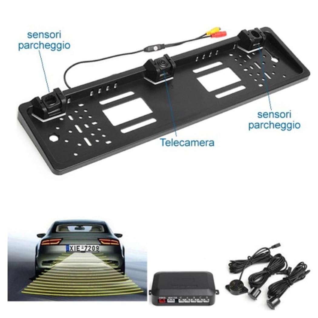 TrAdE Shop - MONITOR PORTATARGA CON TELECAMERA E SENSORI DI PARCHEGGIO MONITOR DA 4.3"