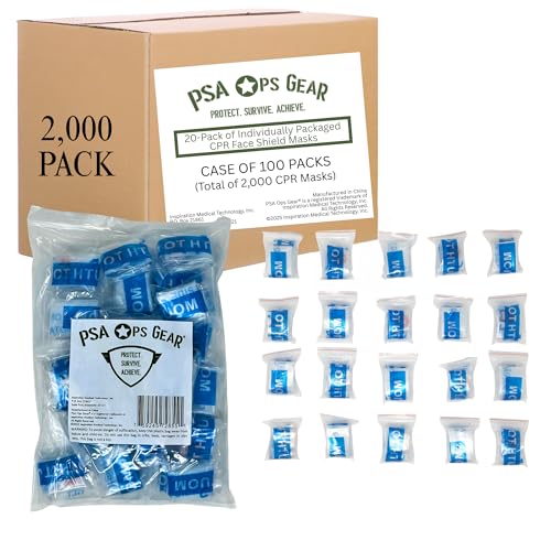 Image of CPR Face Shield Masks First-Aid Kit Trauma Essential Case of 2000