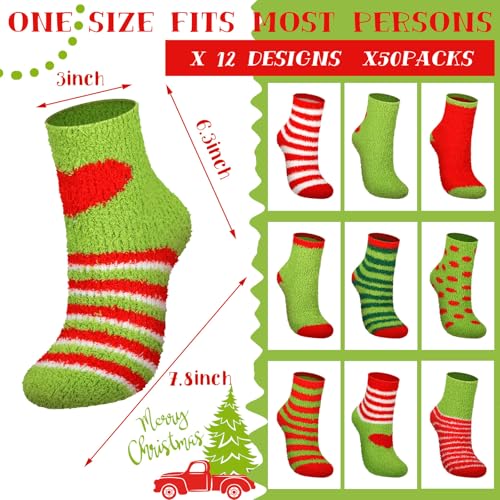 Image of Hoolerry 30 Pairs Christmas Fuzzy Socks in Bulk for Women Adult Men Gifts Fluffy Holiday Winter Socks Unisex Warm Crew Gifts