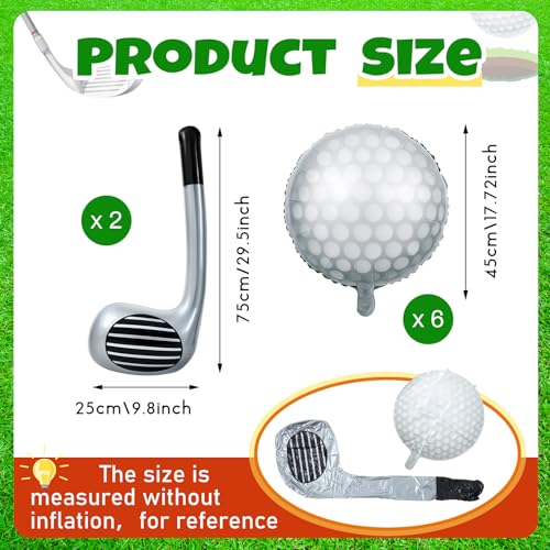 Rotatingpals 8 Pcs Golf Balloons Set 18'' Ball and 30'' Inflatable Club for Birthday Party Decorations, Golf Themed Events & Party Favors by Rotatingpals - Image 2