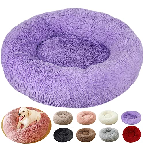rngcpto Katzenbett Flauschig, Hundekissen Flauschig, Hundebett Plüsch Rund Katzenbett Hundekissen Katzenkissen Hundekörbchen Donut Waschbar (40cm, Lila)