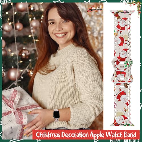 Image of Compatible with Apple Watch Band 41mm 40mm 38mm 49mm 45mm 44mm 42mm Women Girl, Christmas Hollow Soft Silicone Sports Strap For iWatch Ultra SE Series 10 9 8 7 6 5 4 3 2, Santa-38
