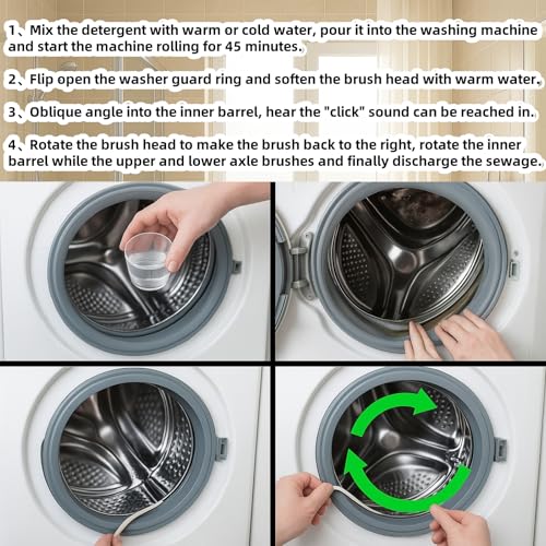 Image of Washing Machine Cleaning Brush, Front Load Washer Cleaner Brush Load Washer Cleaner Drum Washing Machine Cleaning Tools Drum Washing Machine Cleaning Brush for Slot and Flat Surfaces 2 Pcs