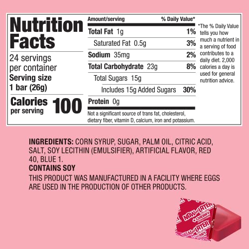 Now And Later Candy, Cherry, 0.93Ounce Bars (Pack Of 24) #TOP6