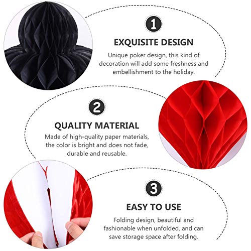 STOBOK 4 Pcs Pendurado Guirlanda De Favo De Mel de Poker Cartão de Favo De Mel De Papel Pom Poms Ban