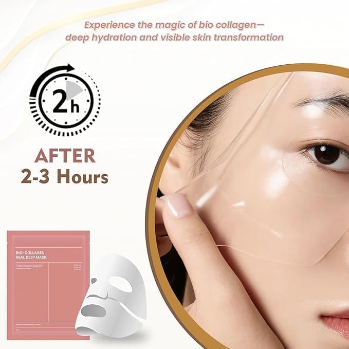 PRUVIA Bio-Collagen Real Deep Mask - Overnight Hydrating Face Mask for Women Korean Skincare Pore Minimizing and Firming Facial Treatment Mask for Deep Moisturizing and Elasticity(pack of 4) 4