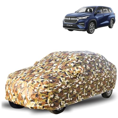 Image of GROOFOO Car Cover | Camouflage, Waterproof, Dustproof, UV Protection | Military Jungle Design | Custom Fit, Triple Stitched | All Weather Body Cover (Maruti Suzuki Invicto)
