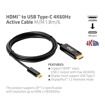 未使用　Club3D USB A to HDMI2.0 4K 60hz Club 3D 2.0 HDMI to Display Port Video Adapter with USB
