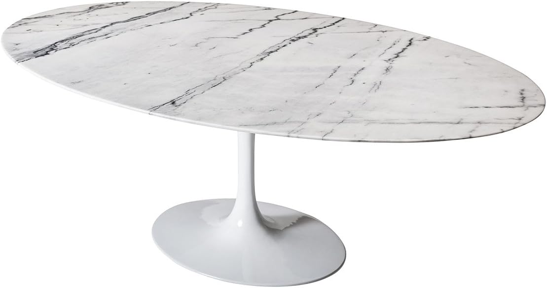 Saarinen Style Tulip Marble Dining Table, 63" Oval