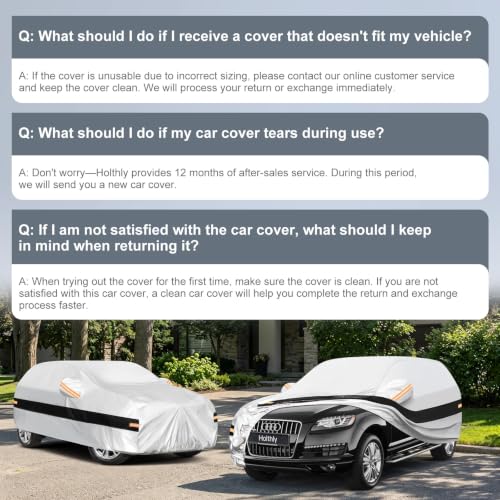 Image of 10 Layers SUV Car Cover Custom Fit for Audi Q7 (2005-2026), Waterproof All Weather for Automobiles, Outdoor Full Cover Sun Dust Rain Protection with Cotton. Silver