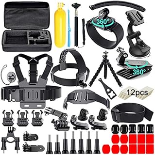 Appolab 61 in 1 Action Camera Accessories Kit for AKASO EK7000 GoPro Hero 11 10 9 8 7 6 5 4 Hero Session Gopro Max Insta360 Xiaomi Yi DJI AKASO Campark Action Camera (61 in 1)