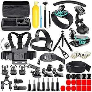 Appolab 61 in 1 Action Camera Accessories Kit for AKASO EK7000 GoPro Hero 12 11 10 9 8 7 6 5 4 Hero Session Gopro Max Insta360 Xiaomi Yi DJI AKASO Campark Action Camera