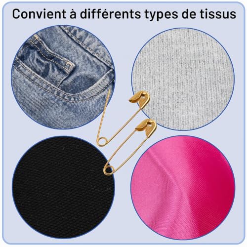 AERZETIX - Lot de 110 Épingles de sûreté à nourrice Classiques 23 mm - en métal - Couleur doré - pour travaux de Couture Textile créations Bijoux décorations DIY – vue 5