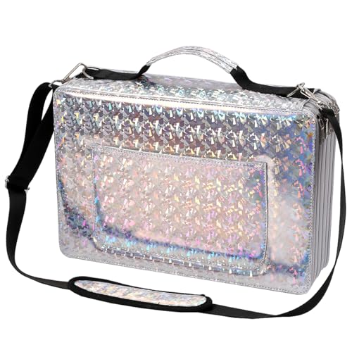 Image of Large Capacity Colored Pencil Case - 500 Individual Slots PU leather with Zipper Closure Portable Organizer for Watercolor Pencils Ideal for Artists(Silver)