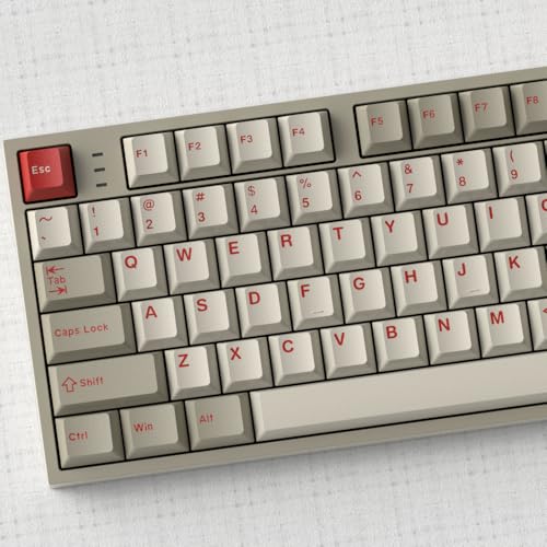 Image of Retro Style Dye-sub Keycaps, 163 Keys Cherry Profile, Double Shot Keycaps Set, Custom Key caps for MX Switches Mechanical Keyboard(Classic Red)