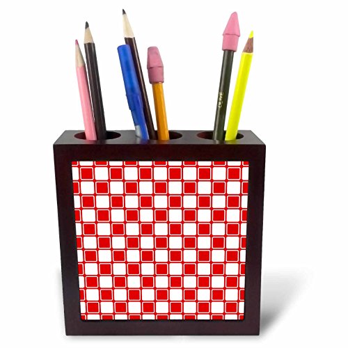 Porte-stylo 3drose PH 215822 1 contemporain rouge et blanc, pot à crayons en céramique