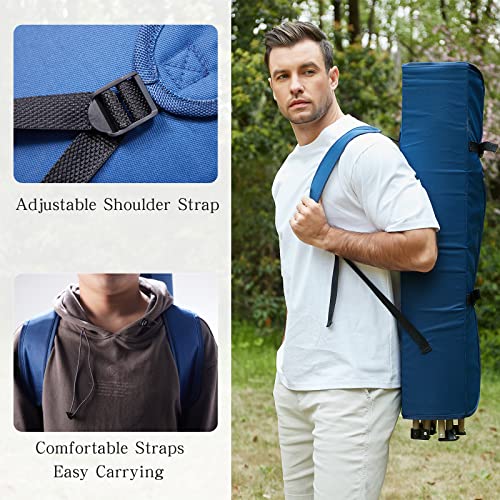 Huskfirm Camping Chair with Canopy Shade - Folding Beach Chair with UPF 50+ Sun Shade, Cup Holder, Side Pocket, Portable Sports Chair for Adults Support 330 LBS, Fishing Camp Outdoor Lawn Chair - Blue - Image 6