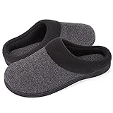 HomeIdeas Men's House Woolen Fabric Memory Foam Slippers, Cozy Bedroom Indoor/Outdoor Slip on Shoes...