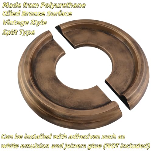 Image of PU Ceiling Medallions 2Pcs, 9.84 Inches x 3.8 Inches, Bronze Tone | Split Type, Fits 3.8 Inches Canopy, European Vintage Carving Style, Synthetic Foam Construction for Easy Installation